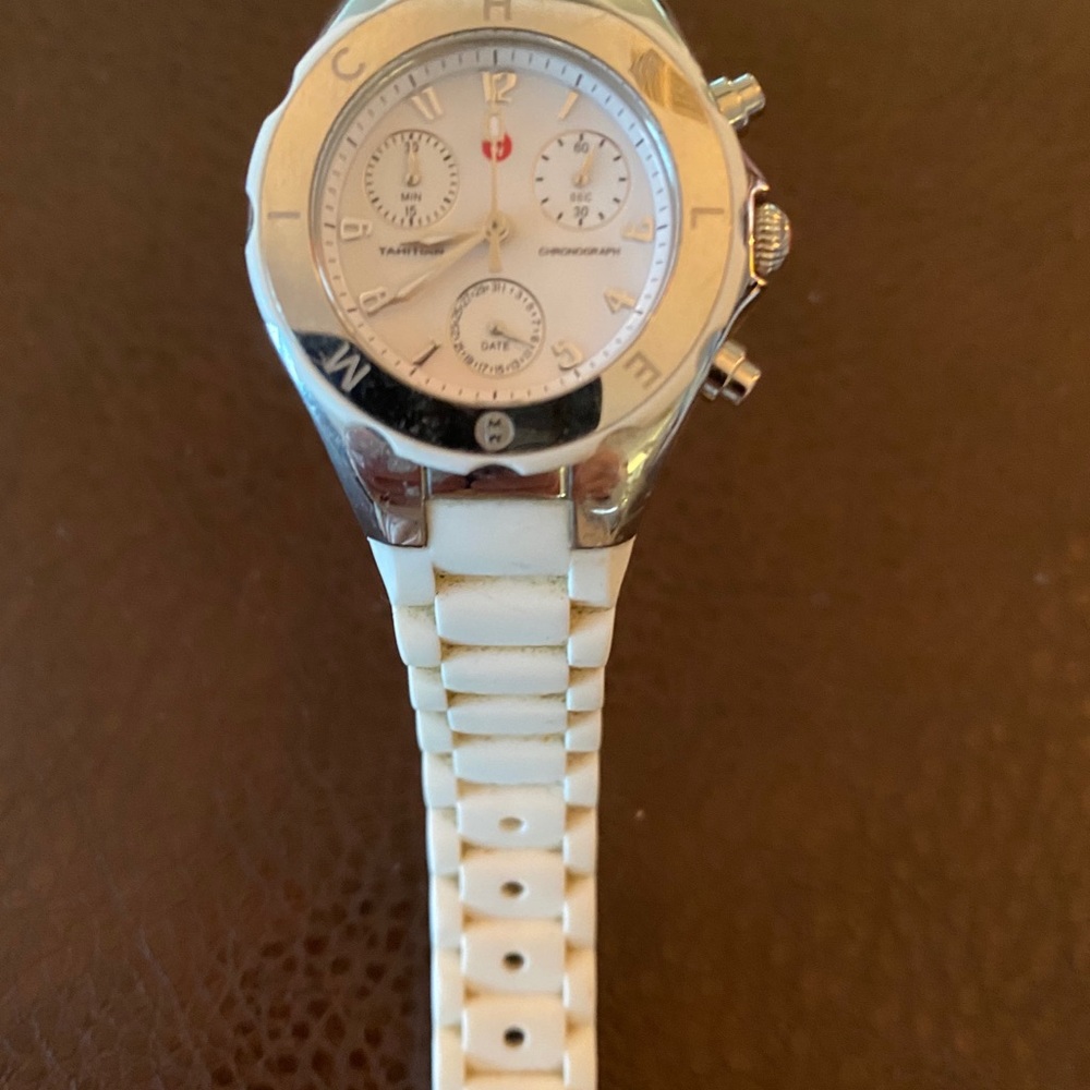 Michele Jelly Bean Watch (white silver)
